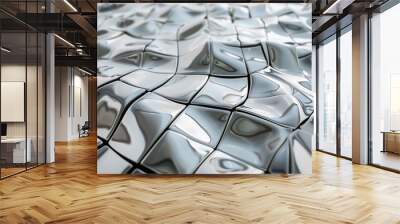 Silver mosaic graphics 3d template as background Wall mural