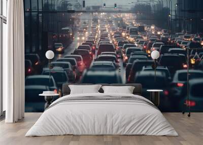 Traffic jam, blurred image Wall mural