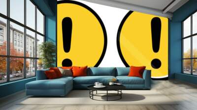 Yellow hazard warning attention sign with exclamation mark symbol Wall mural