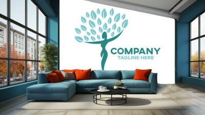 Modern natural beauty women logo Wall mural