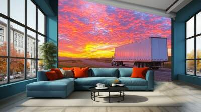 Delivery cargo trucks on the road. Wall mural