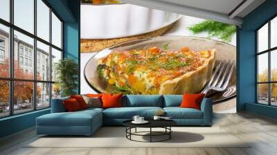 Pumpkin and vegetable tart with cheese Wall mural