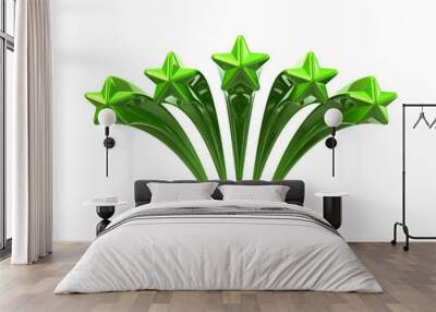 Green shiny five stars Wall mural