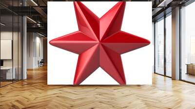 Six pointed red star 3d illustration on white background Wall mural