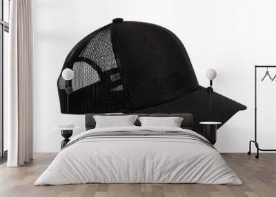 Black mesh cap isolated on white background Wall mural