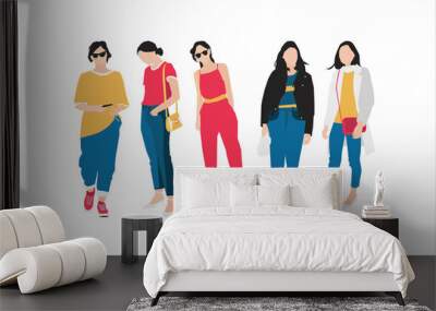 Vector illustration of fashionable woman bundle Wall mural