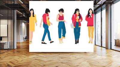 Vector illustration of fashionable women bundle Wall mural