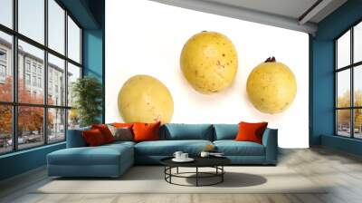 yellow guava, ripe guava fruit isolated on white background with space for text Wall mural