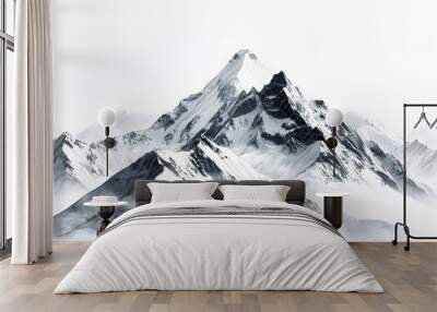 A black and white photograph of a mountain range Wall mural