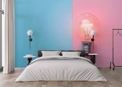 A Bright Idea: Vintage Light Bulb Against a Colorful Background Wall mural