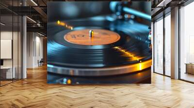 A record player spinning vinyl music on a turntable Wall mural