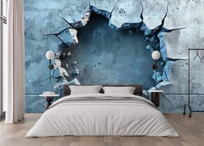 Breaking Through for success without limits and overcoming obstacles, Succes concept Wall mural