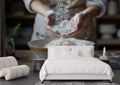 Capturing the Art of Baking: Flour in Motion Wall mural