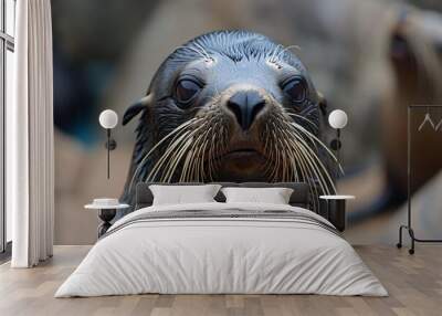 Close-Up of a Curious Seal with Whiskers Wall mural