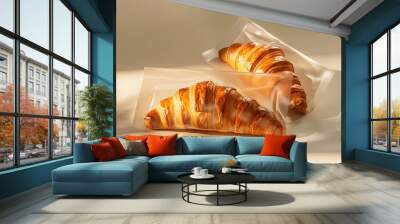 Croissant bakery packaging mockup Wall mural