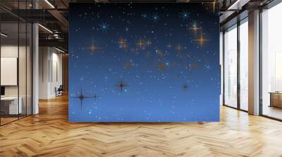 Futuristic tech design of red shooting stars against a foggy sky and burning blue stars. Design of scientific conferences. 3D animation. 4 K. Isolated black background. Wall mural