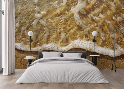 Gentle Waves Lapping at the Shoreline with Bubbles and Sand Wall mural