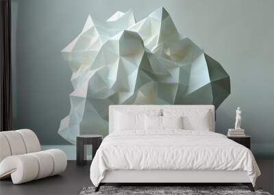 Intricate White Geometric Sculpture with Angular Facets Wall mural