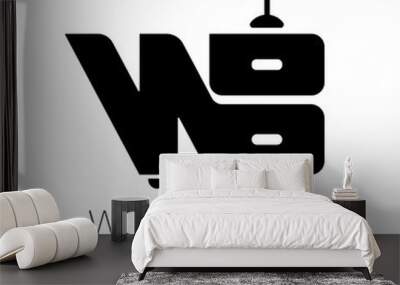 Minimalist furniture logo vector design. The letters W and B are stylized in the logo. Furniture store wooden box. Wall mural