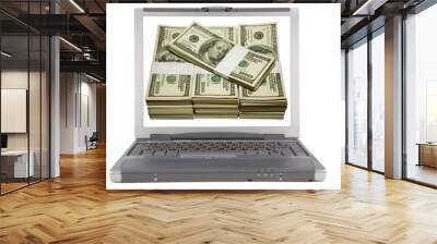 laptop and dollars Wall mural