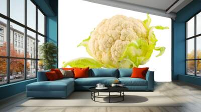 one raw cauliflower isolated on white background Wall mural