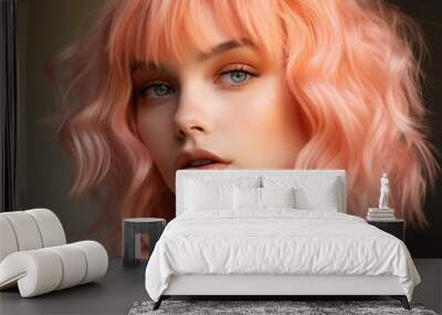 Protret beautiful Girl Peach Fuzz color hair Wall mural