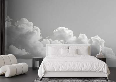 Serene Gray Sky with Fluffy White Clouds Wall mural