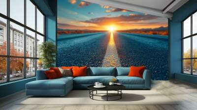 Sunset road with sky in background Wall mural