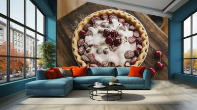 Top view, raw homemade pie ready to bake Wall mural