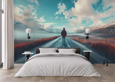 A person on two roads chooses the best chances for environmental protection Wall mural