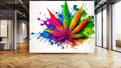 abstract colorful background with cannabis Wall mural