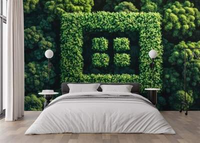 nature green forest top view. Selective focus Wall mural