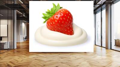 Cream with berry strawberry isolated Wall mural