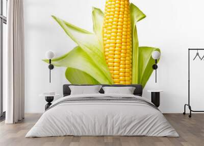 Ear of corn isolated on a white background. Fresh corncob. Wall mural