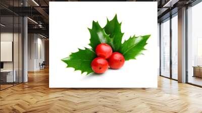 Holly berry leaves Christmas decoration Wall mural