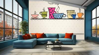 retro frame with cup for menu Wall mural