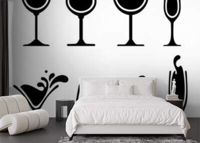 silhouette of wine glass with splash Wall mural