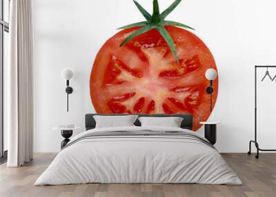 Tomato isolate on a white background. Cut the vegetable. Tomato slices. Element for the design. Wall mural