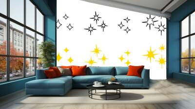 Sparkles twinkle stars doodle symbols. Set of vector sparkle star icon. Bright firework, shiny flash, decoration twinkle. Glowing light effect. Stock vector illustration. Wall mural