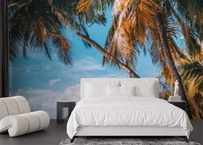 tent on the shore of a tropical beach. Selective focus Wall mural