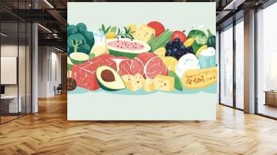 vegetables fruits, healthy food. Selective focus Wall mural