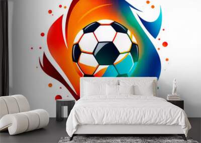 Soccer ball Logo Football sport team club league logo with soccer football on white background. illustration, isolate. Poster, Print on t-shirt, Flags. Logo for the football club. Wall mural