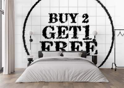 Buy 2 get 1 free offer icon Wall mural