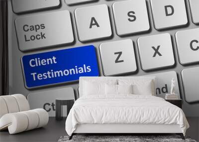 Keyboard with client testimonials button Wall mural