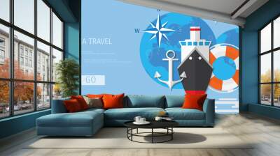 Vector flat concept of World travel and tourism. Wall mural