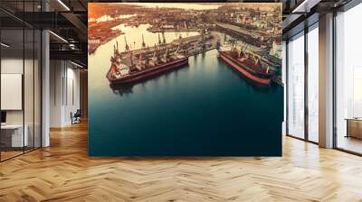 Aerial view of sea port and industrial harbor zone in Varna, Bulgaria Wall mural