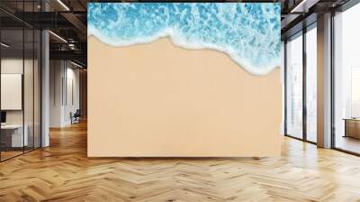 Background of Soft Blue Ocean Wave On Sandy Tropical Beach. Wall mural