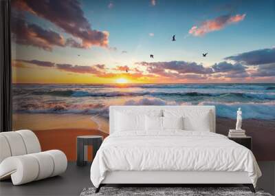 Beach sunrise over the tropical sea Wall mural