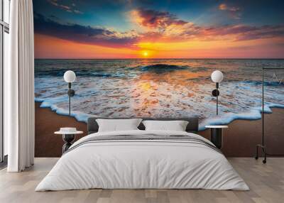 Beautiful sunrise over the sea Wall mural