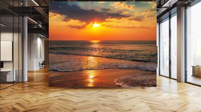 Beautiful sunrise over the sea Wall mural